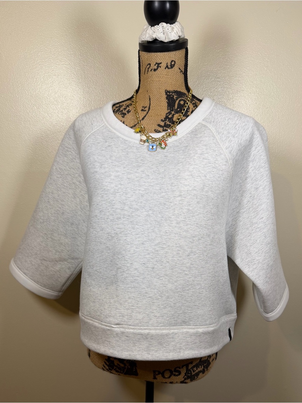 New Balance Cropped Scuba Tee - Light Heather Gray